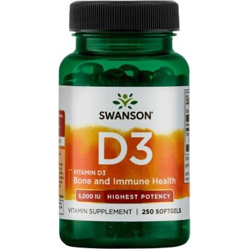 Swanson Vitamín D3 5000 IU 250 softgel kapsúl