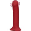 Shots Loveline Non-Phallic Vibrating Dildo Large Raspberry Red, silikónové dildo s prísavkou 19 x 4,1 cm
