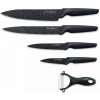 4-dielna súprava nožov s mramorovým povrchom a keramickou škrabkou Royalty line RL-MB4 / čierna