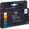 Fixy na textil KREUL 5ks - základné farby na svetlé aj tmavé povrchy