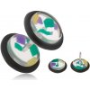 Šperky eshop - Falošný piercing do ucha, číre akrylové kolieska, farebné úlomky PC02.06