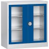 Skriňa s krídlovými dverami s priehľadným okienkom ,s 2 policami v x š x h 1016 x 950 x 500 mm mauser