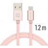Swissten 71521205 USB / USB-C TEXTILE, 1,2m, růžový
