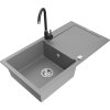 Mexen Leo, drez granitový 900x500x190 mm, 1-komorový a čierna batéria Telma, šedá, 6501-71-670200-70