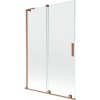 Mexen Velar L, 2-krídlová posuvná vaňová zástena 120 x 150 cm, 8mm číre sklo, medená matná, 896-120-003-01-65