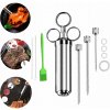 OCEĽOVÁ striekačka na MARINOVANIE MÄSA 60 ml SADA ČISTIČOV 3 IHLY BBQ INOX