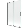 Mexen Velar vaňová zástenová paraván 2-dielny zasúvací 120 x 150 cm, transparentný, brúsená gun gray - 896-120-000-01-66