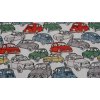 Dekoračná látka CARS white/color šírka 140 cm