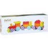 CUBIKA 12923 Dúhový vláčik s dvoma vagónmi - drevená skladačka 15 dielov MA1-12923