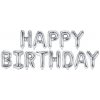 KIK KX4574_1 Fóliový balónek 340x35cm s nápisem Happy Birthday, stříbrný