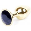 Boss Series Jewellery Gold Plug BLACK - zlatý análny kolík s drahokamom 7 x 2,7 cm