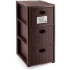 STEFANPLAST Úložný plastový regál Elegance Slim, 3 zásuvky, hnedý