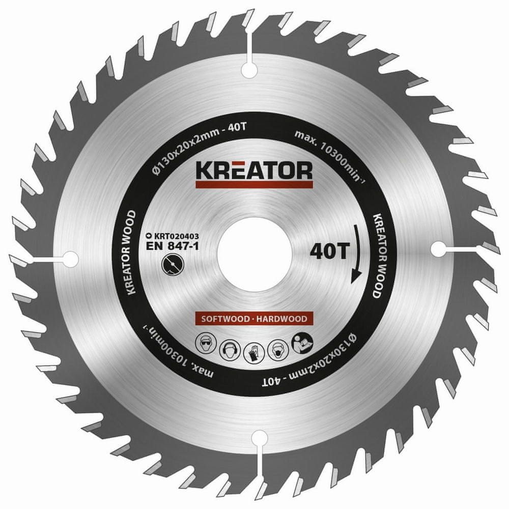 Kreator KRT020403 Pílový kotúč na drevo 130mm, 40T