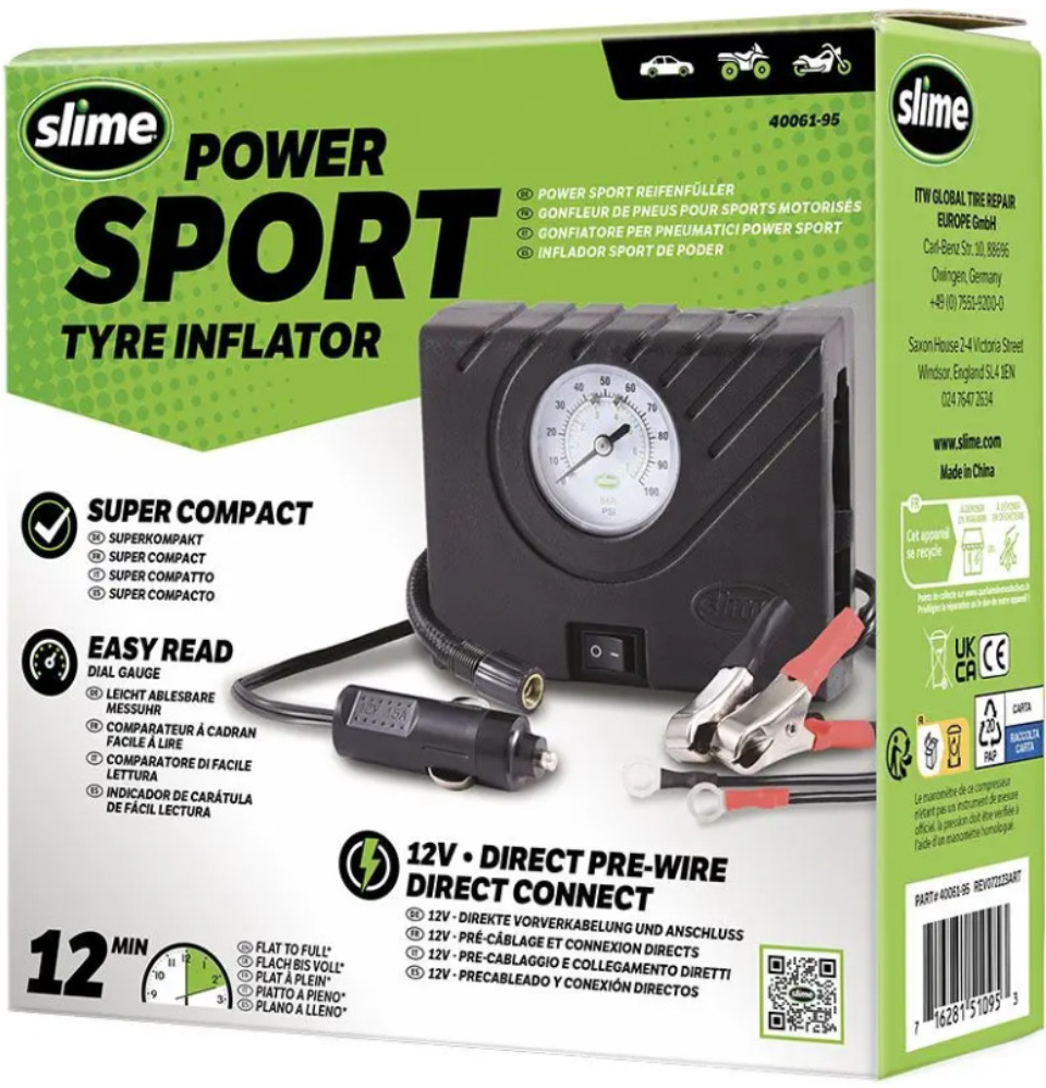 SLIME kompresor Power Sport Tyre Inflator s príslušenstvom