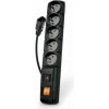 PremiumCord Acar F5 5m kabel, 5 zásuvek, přepěťová ochrana, černý