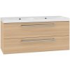 EBS Pure Dvojitá skrinka s umývadlom 121 cm, dub sand barbera 1 set