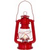 LED METALOVÁ LAMPA V ŠTÝLE BÚRKOVEJ LAMPY ČERVENÁ S RÚČKOU 25,5X16 CM