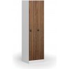 Kovová šatníková skrinka S1 zúžená, 2 oddiely, 1850 x 500 x 500 mm, demont, zámok s čítačkou RFID kariet, laminované dvere, orech