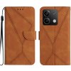 Peňaženkové kožené puzdro Global Stitching na Xiaomi Redmi Note 13 4G - Hnedá