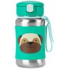 SKIP HOP Spark Style Fľaša so slamkou na vodu nerez Mopslík 12m+ 9S892010