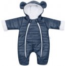 NEW BABY Zimná dojčenská kombinéza s kapucňou s uškami New Baby Pumi blue
