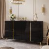 KOMODA SANTINO 4D ČIERNY LESK + ZLATÉ NOŽIČKY 158 cm