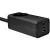 Akyga Nabíjačka univerzálna AC 230V + USB-A + 2x USB-C PD 5-20V/max. 5A/65W Quick Charge 3.0 GaN, čierna