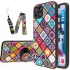 AppleMix Kryt pre Apple iPhone 13 - sklo / guma - šnúrka + pop-socket - orientálny motív
