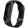 eses Silikónový remienok pre Xiaomi Mi Band 5 a Xiaomi Mi Band 6 - Čierny reliéf so šedým prešívaním