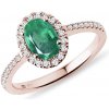 Prsteň z ružového zlata so smaragdom a briliantmi KLENOTA K0139034