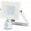 V-TAC PRO biely LED reflektor 30W s pohybovým senzorom so SAMSUNG čipmi, Studená biela 6000 - 6500K