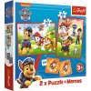 Sada 3v1 Tlapková patrola v akci (2x puzzle + pexeso)