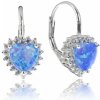 GOLDIE Strieborné náušnice Srdiečko s modrým opálom LEAS107.KM