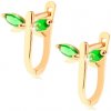 Šperky eshop - Náušnice v žltom 14K zlate - malá ligotavá vážka so zelenými krídlami S2GG93.31