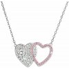 Strieborný náhrdelník dvojité ružové srdce so Swarovski kryštálmi 32079.3 Light Rose