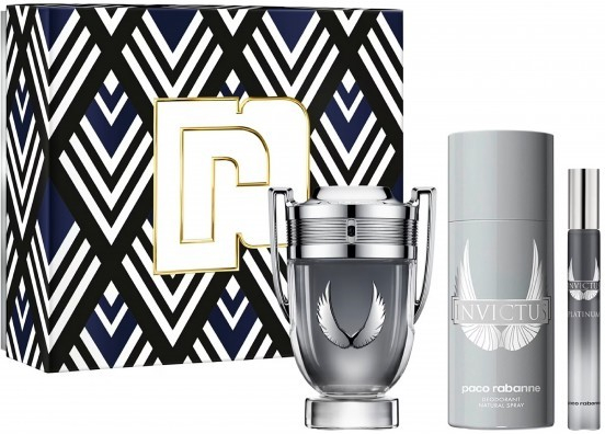 Paco Rabanne Invictus Platinum sada EDP 100 ml + EDP 10 ml + dezodorant 150 ml pre mužov