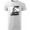 Cyklista čiernobiela cesta - Klasické pánske tričko - L ( Biela )