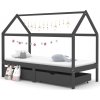 Rám dětské postele se zásuvkami tmavě šedý borovice 90 x 200 cm 322144