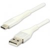 Logo USB kábel (2.0), USB A samec - USB C samec, 2m, 480 Mb/s, 5V/3A, biely, box, nylonové opletenie, hliníkový kryt konektora