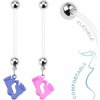 Šperky eshop - Piercing do bruška z bioflexu - farebné detské nožičky AA43.13 - Farba piercing: Modrá