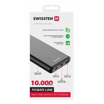 Swissten Power Line 10000mAh 20W Power Delivery černá 22013912