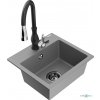 MEXEN/S MEXEN/S - Milo granitový drez 1-miska vrátane batérie Savita, šedá 6505-71-672601-70-B
