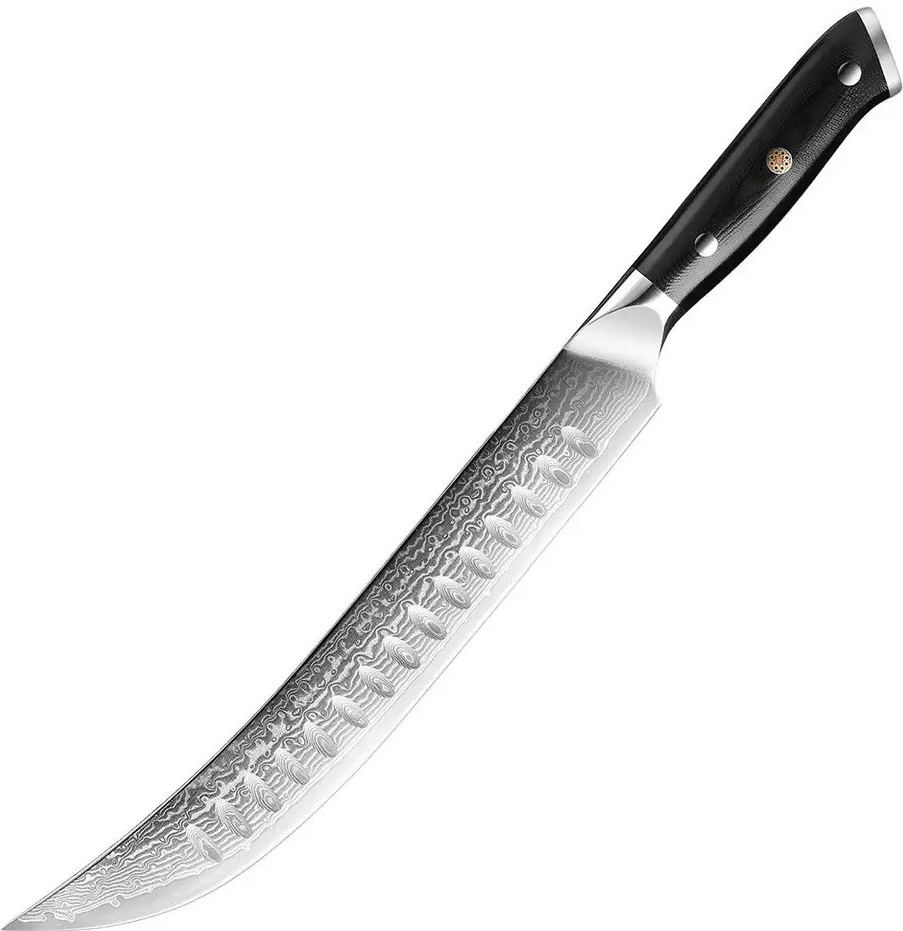 IZMAEL Damaškový kuchynský nôž Fuču Slicing/Čierna 25.5 cm