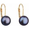 Zlaté 14 karátové náušnice visacie s modrou riečnou perlou 921009.3 Peacock
