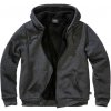 Brandit Pánska mikina s teplou podšívkou Sweatjacket Teddylining, čierna melange - 5XL