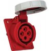 Zásuvka vstavaná ZV 16A 4 kolík, IP 67, červená METE
