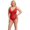 Cottelli Curves - priehľadné čipkové body (červené) - 2XL