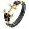 Gaira® Kožený náramok Anchor 3529, Farba zlatá