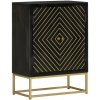 vidaXL Komoda s 2 dverami čierno-zlatá 55x30x75 cm masívny mangovník