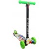 detská kolobežka R-SPORT HM2 57/61-80 kolesá so zabudovanými LED svetlami, gumené kolieska, nastaviteľný volant, nožná brzda, zeleno-biela trojkolesová (detská kolobežka)